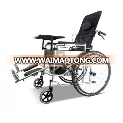 Half-lying foldable portable multi-functional trolley with toilet for the elderly and disabled