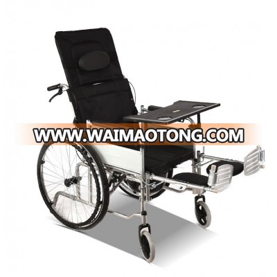 Full-lying foldable portable multi-functional trolley with toilet for the elderly and disabled.